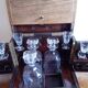 Old-fashioned glass liquor cellar and St Louis crystal decanters