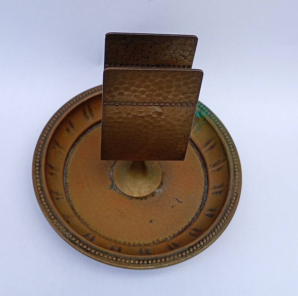1920s Art Deco Hand-Hammered Brass Matchbox Holder & Ashtray by WMF