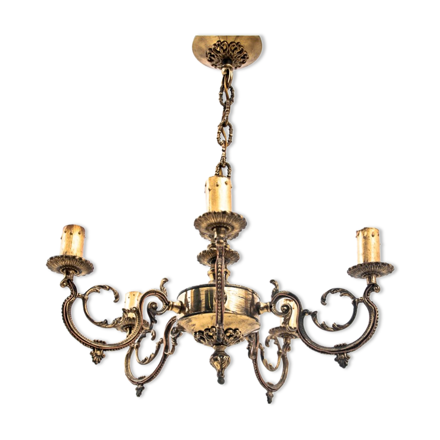 Brass chandelier, Poland, 1950s