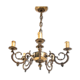 Brass chandelier, Poland, 1950s