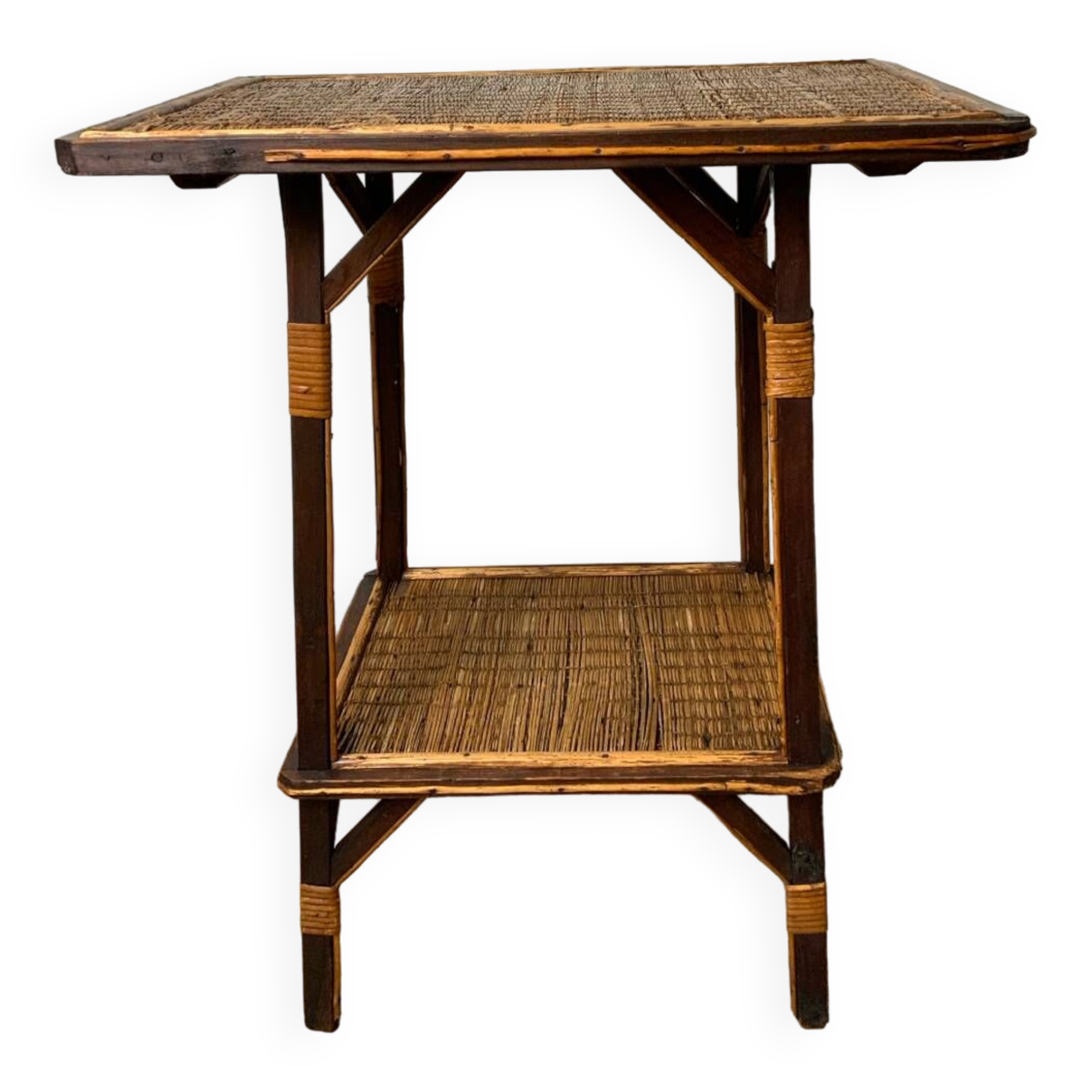 Wood and rattan table