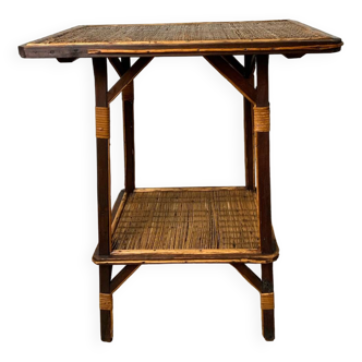 Table en bois et rotin