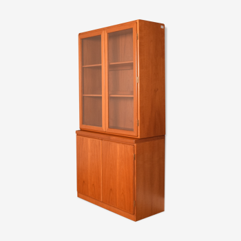 Bibliothèque vitrée glacée rétro en teck des années 1960