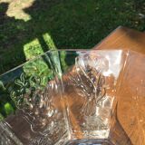 Octagonal vintage glass salad bowl