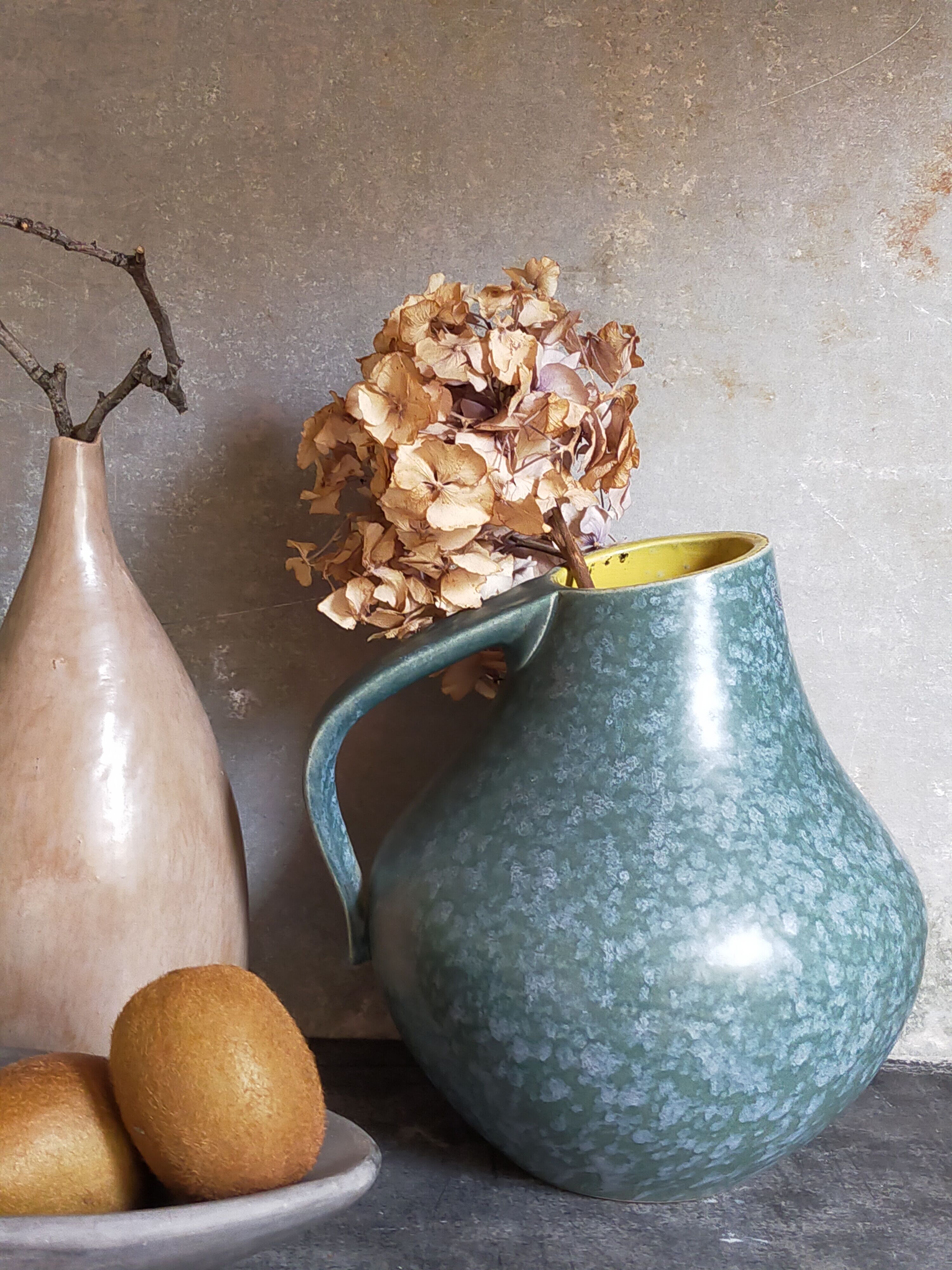 German ceramic vase Art-Deco with speckled enamel model n°377