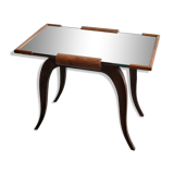Art deco side table in mirror & walnut 1940