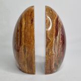 Vintage onyx marble bookends, ovoid shape, height 17 cm, 1970s