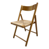 Folding chair beech and straw 80s