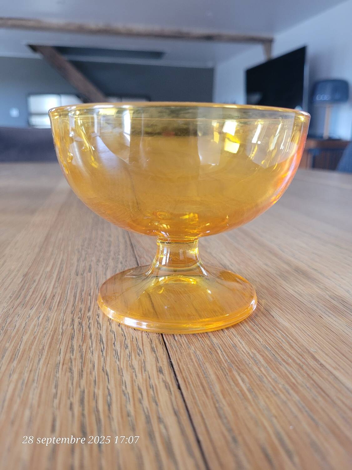 6 orange glass ice cream cups