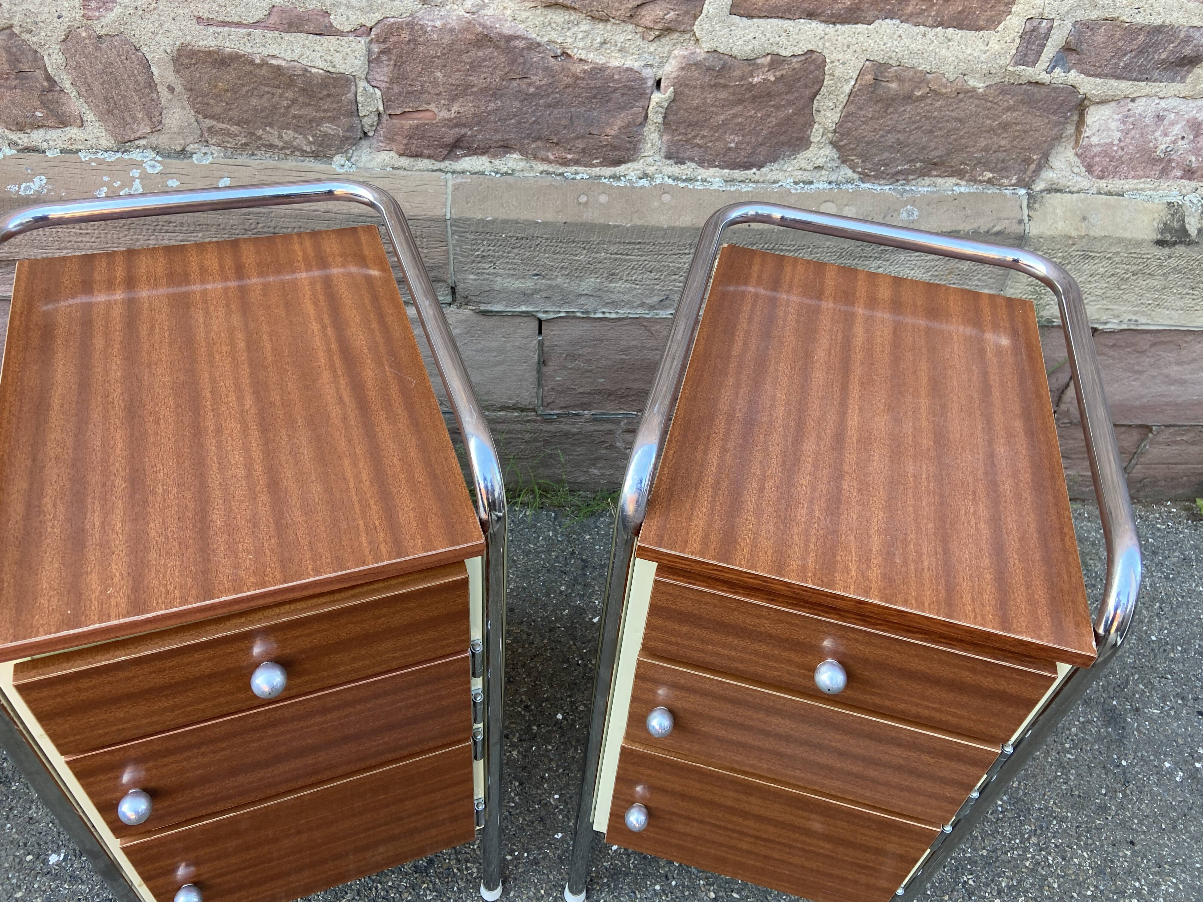 Pair of bedside tables Formica mid-Century vintage 1970 french bedside