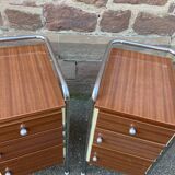 Pair of bedside tables Formica mid-Century vintage 1970 french bedside