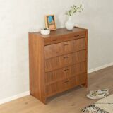 Classic shoe cabinet from the 1960s, walnut veneer, four drop-down doors, two drawers
