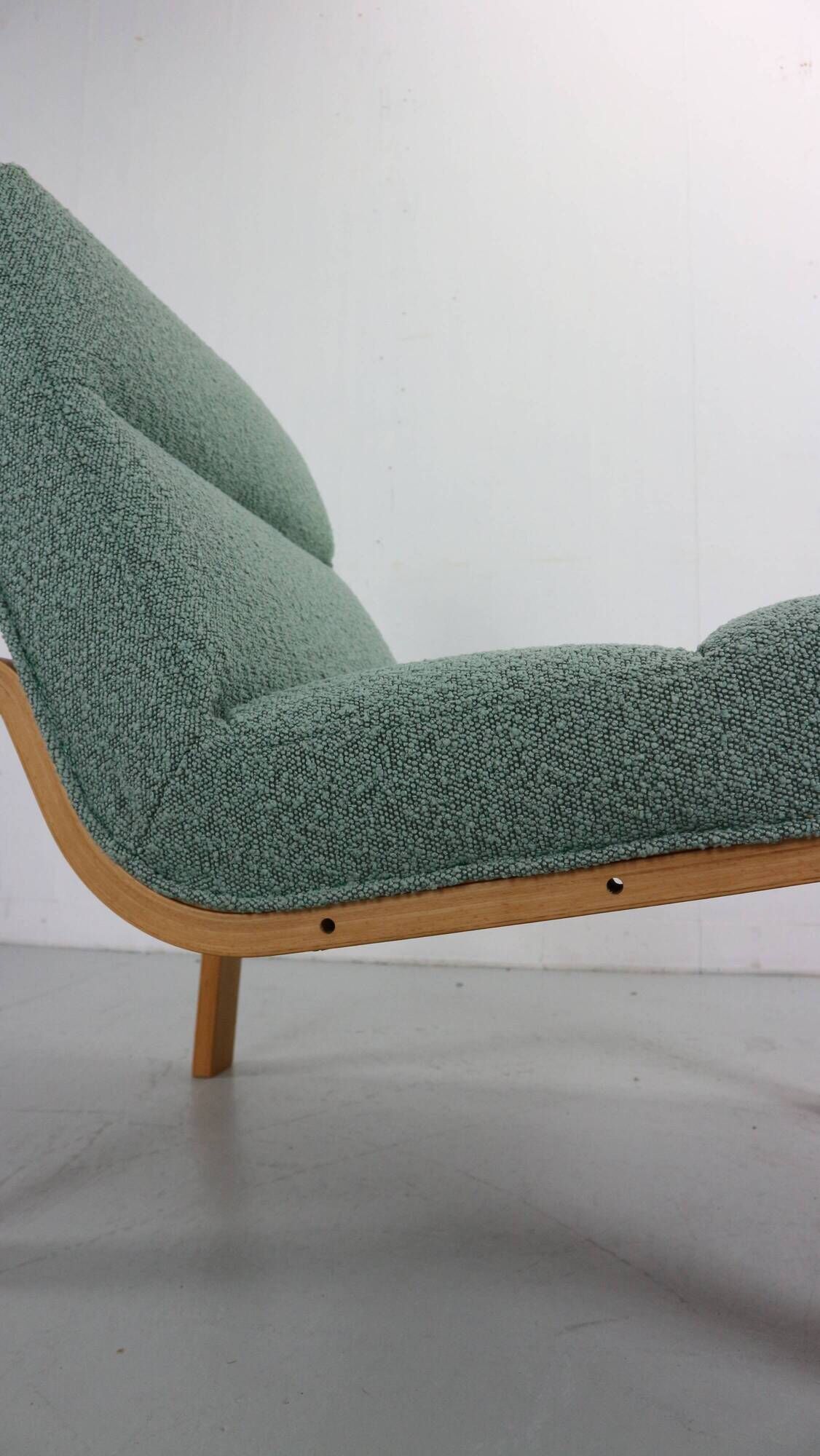Danish Plywood Lounge Chair by Magnus Olesen,  in mint bouclé