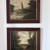 Paire de tableaux anciens classiques
