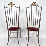 Paire vintage de chaises hautes en laiton de Chiavari, Italie Années 1950