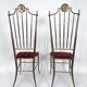 Vintage pair of Brass Tall Chairs from Chiavari, Italy 1950s