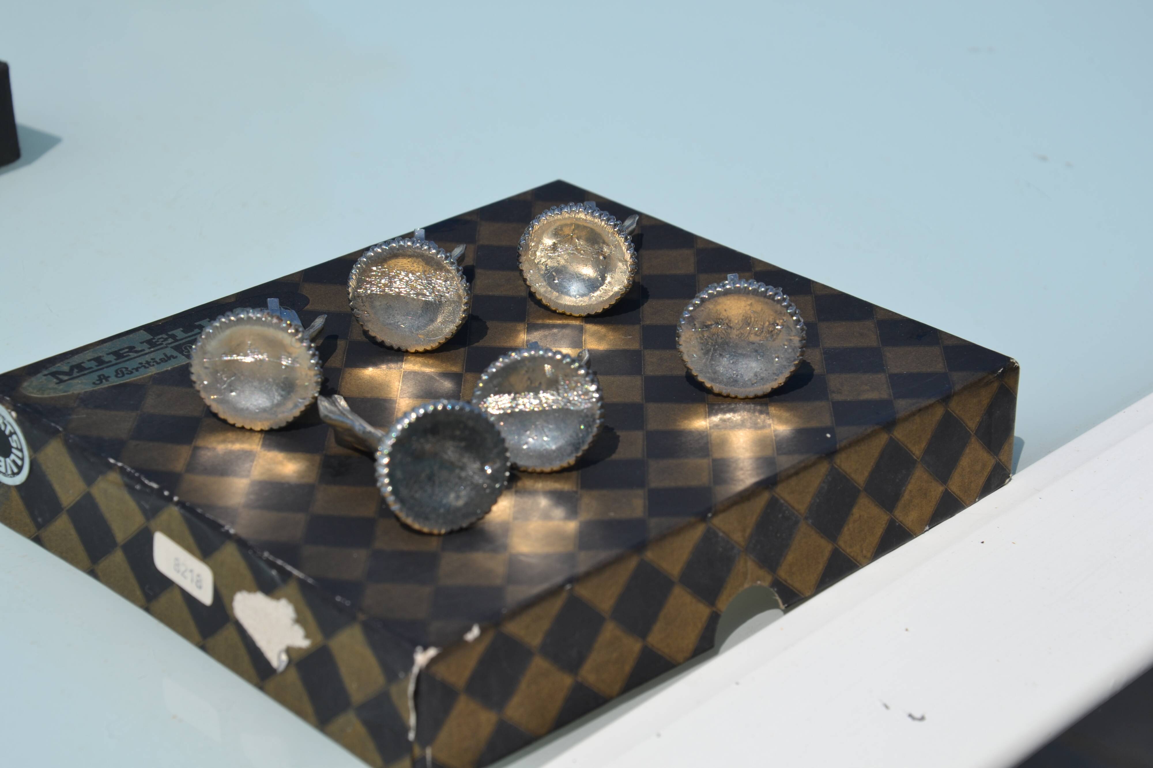 6 silver-plated menu holders A British production