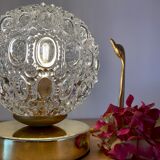 Vintage globe table lamp in molded glass