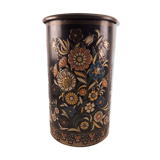 Large vintage waffle metal box 1960 deco flowers