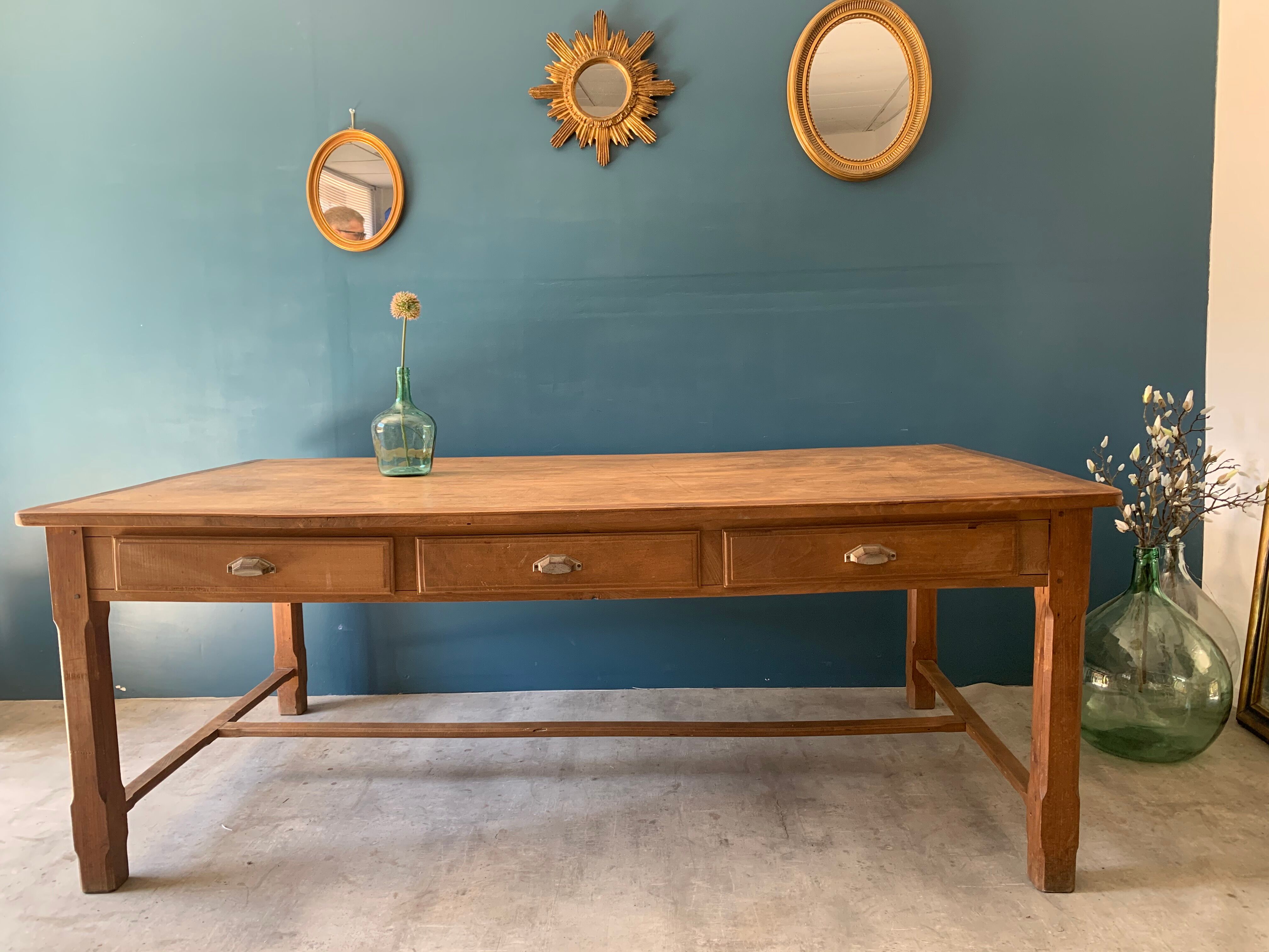 Farm table with 6 drawers