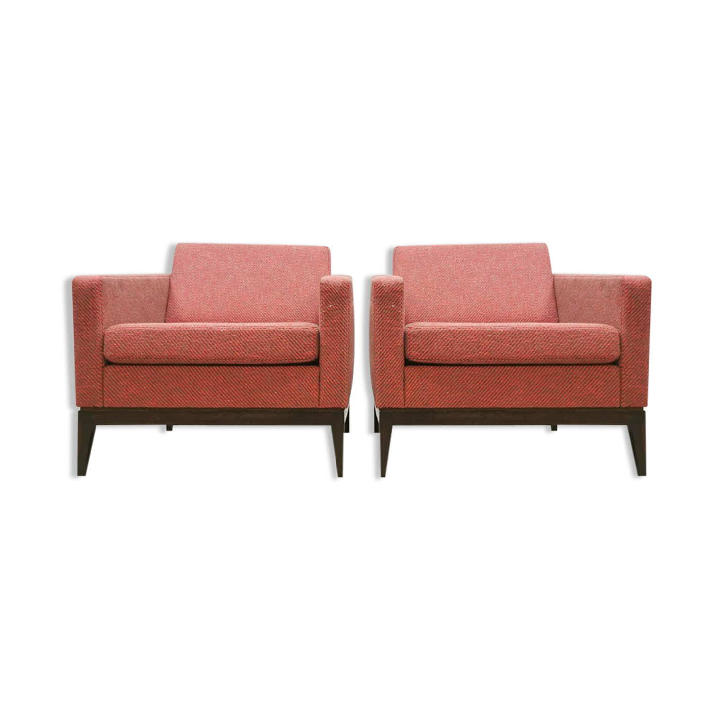 Midcentury design cubic armchairs lounge club chairs Theo Ruth Artifort set of 2