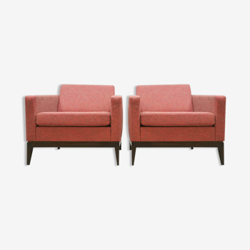 Midcentury design cubic armchairs lounge club chairs Theo Ruth Artifort set of 2