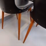 Set of 6 vintage Baumann Essor chairs in beech wood and skai