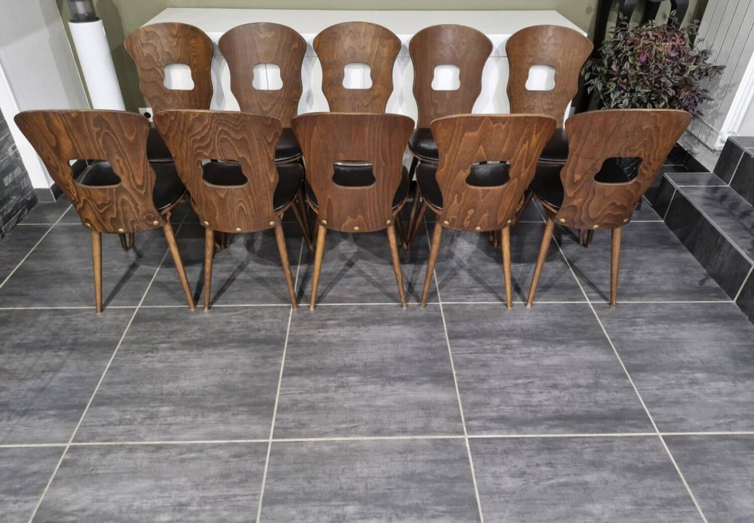 Set of 10 vintage Baumann "Gentiane" model bistro chairs, 1960s