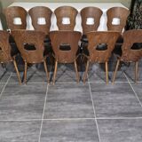 Suite de 10 chaises de bistrot Baumann modèle "Gentiane" vintage, années 1960