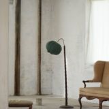 Organic Swedish floor lamp from the mid-century in burnt wood, Wabi Sabi, 1950s