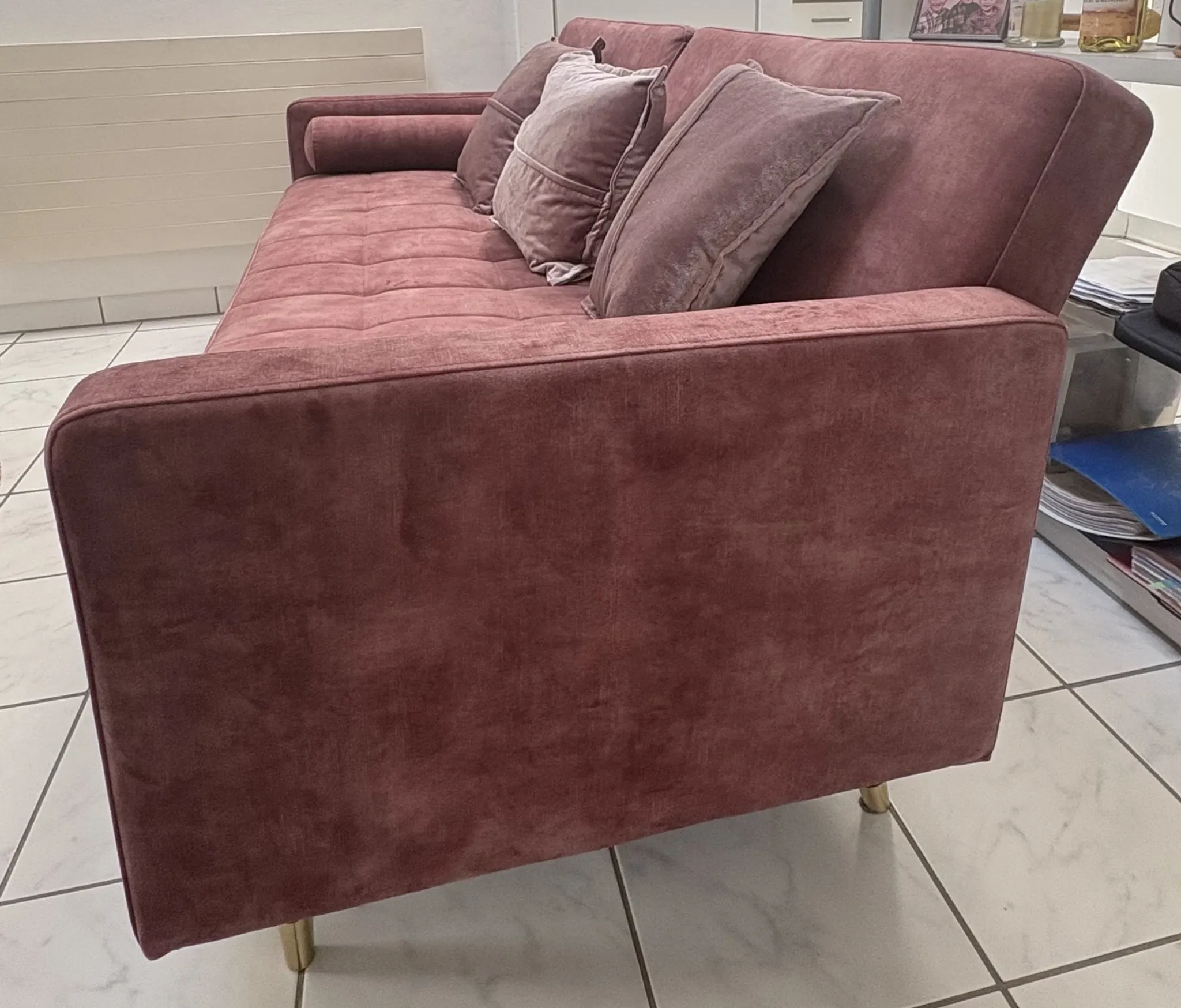 Canapé convertible vintage vieux rose