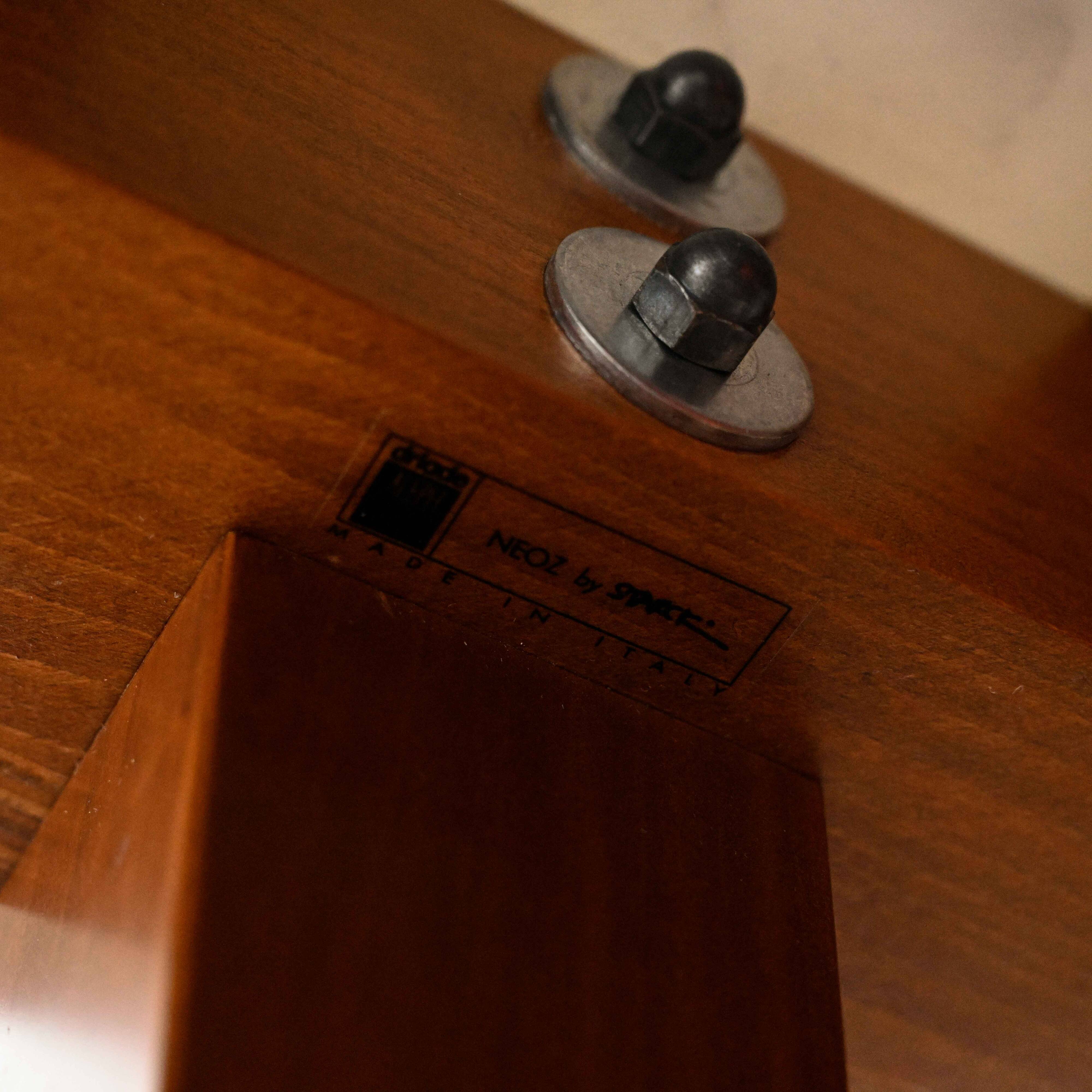 Neon High Table in mahogany lacquered cherrywood and Carrara marble