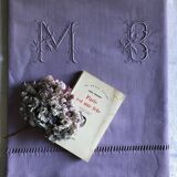 Old linen and cotton sheet tinted in lilac
