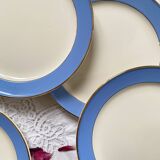 6 Villeroy and Boch old earthenware dinner plates, blue gilt