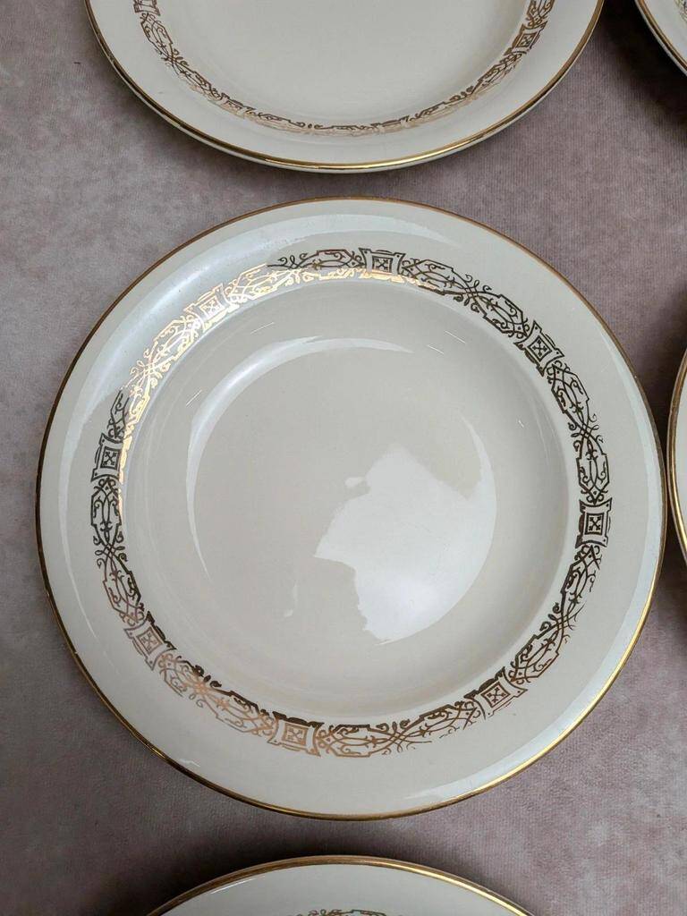 Lot de 6 assiettes creuses Villeroy & Boch – décor doré vintage