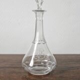 Carafe à liqueur ancienne en cristal monogramme gravé et côtes plates