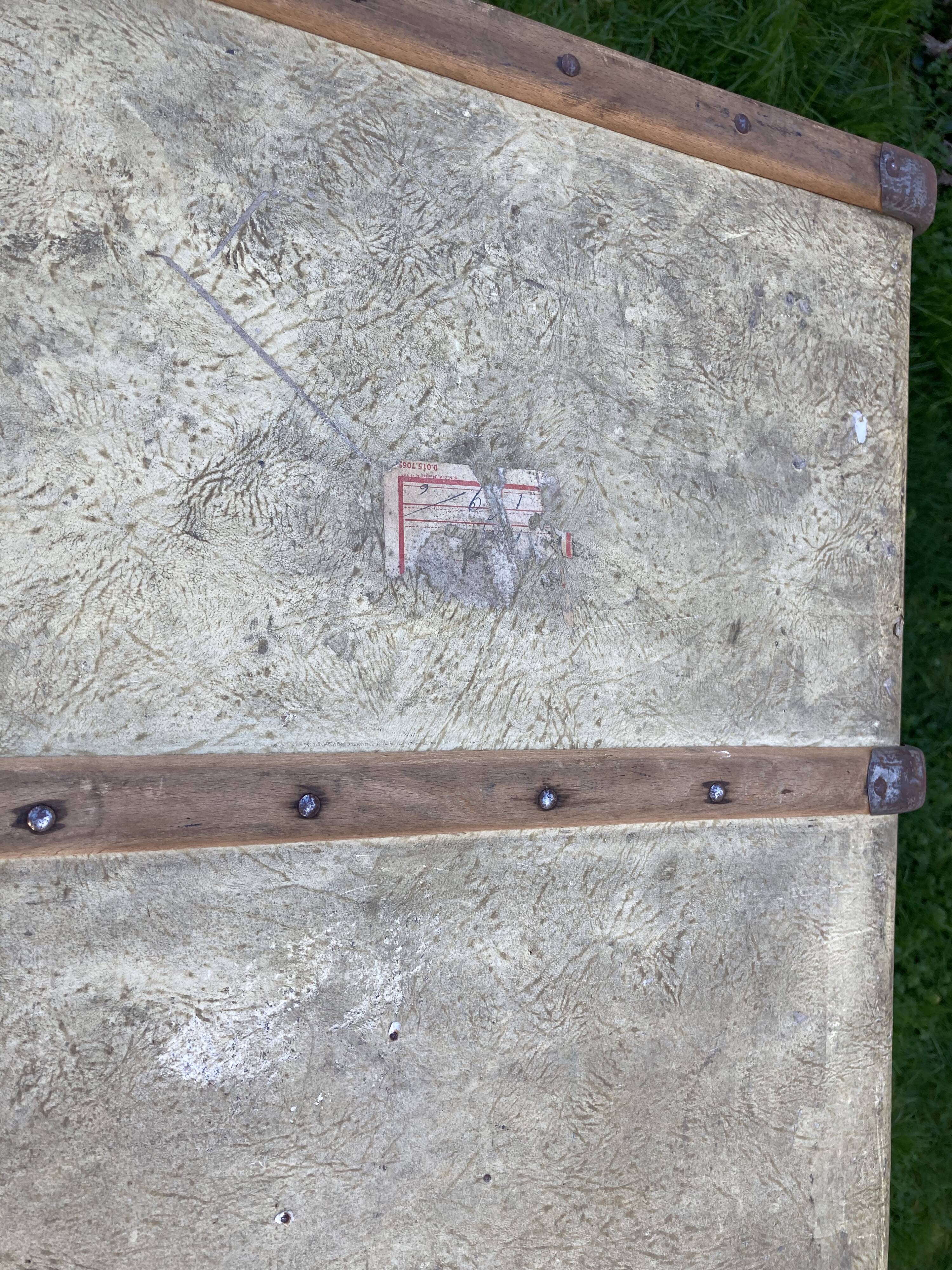 Antique wooden travel trunk