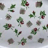 Oval ceramic serving and presentation dish with burgundy and green flower motif - MLRDP14