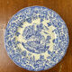 Set of 4 vintage BP blue plates – earthenware decorated with a rural scene