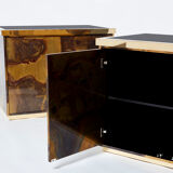 Pair of brass cabinets oxidized 1970