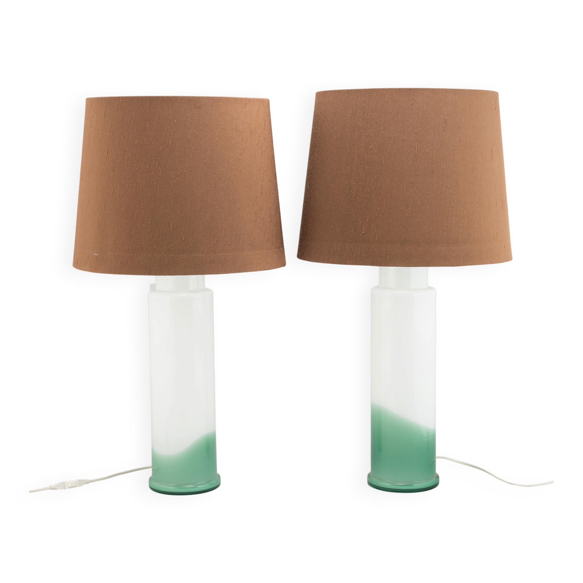 a pair of glass table lamps by Luxus, Vittsjö Sweden 1970 Marked