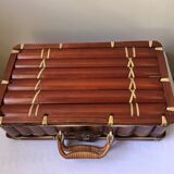 Suitcase in wicker and vintage bamboo