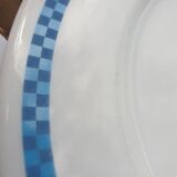Set 12 plates checkered earthenware blue Lustucru diam25