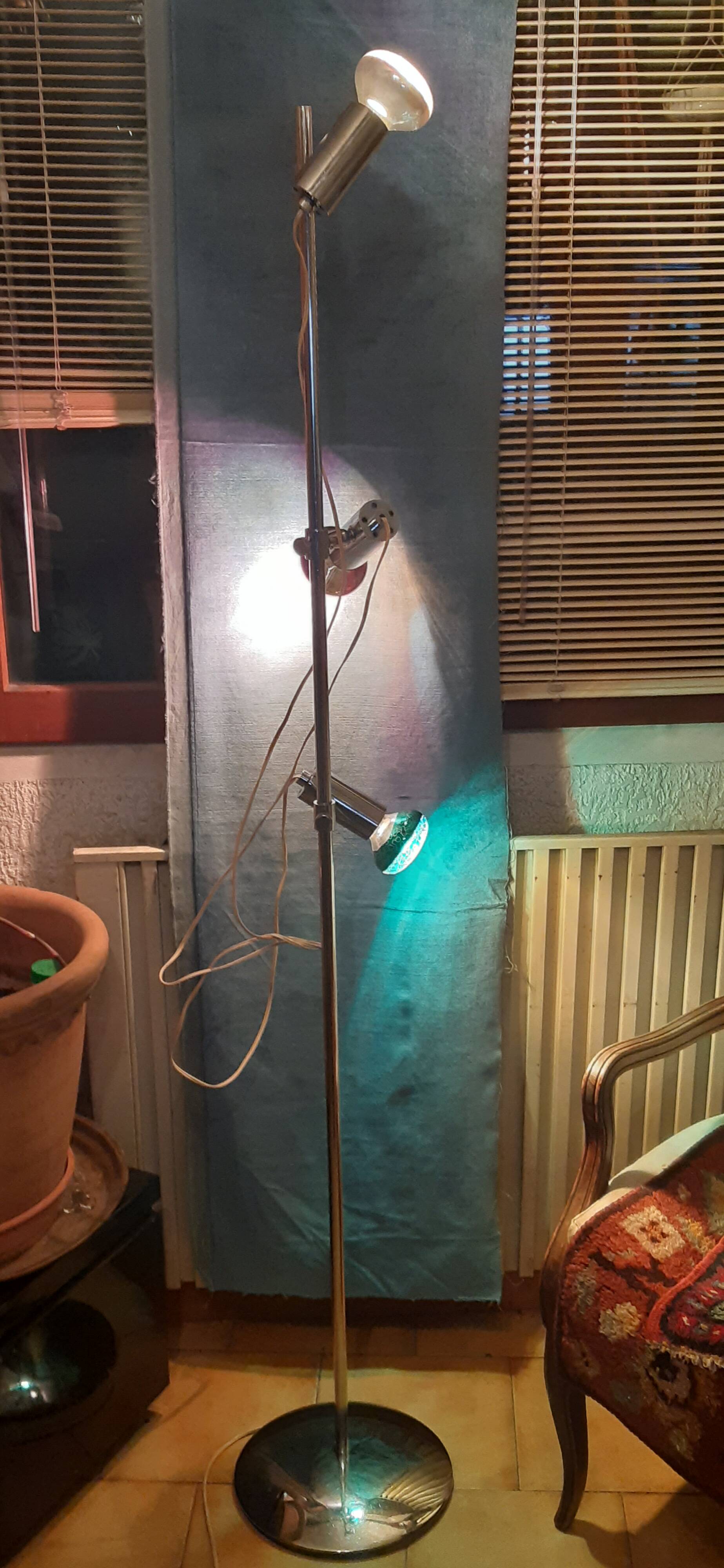 Vintage floor lamp 3 chrome spots France 1970
