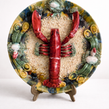 Caldas ceramic Portugal large plate lobster relief decoration