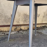 Table Tolix, industrial design, and its 3 folding chairs, designed by Xavier Pauchard