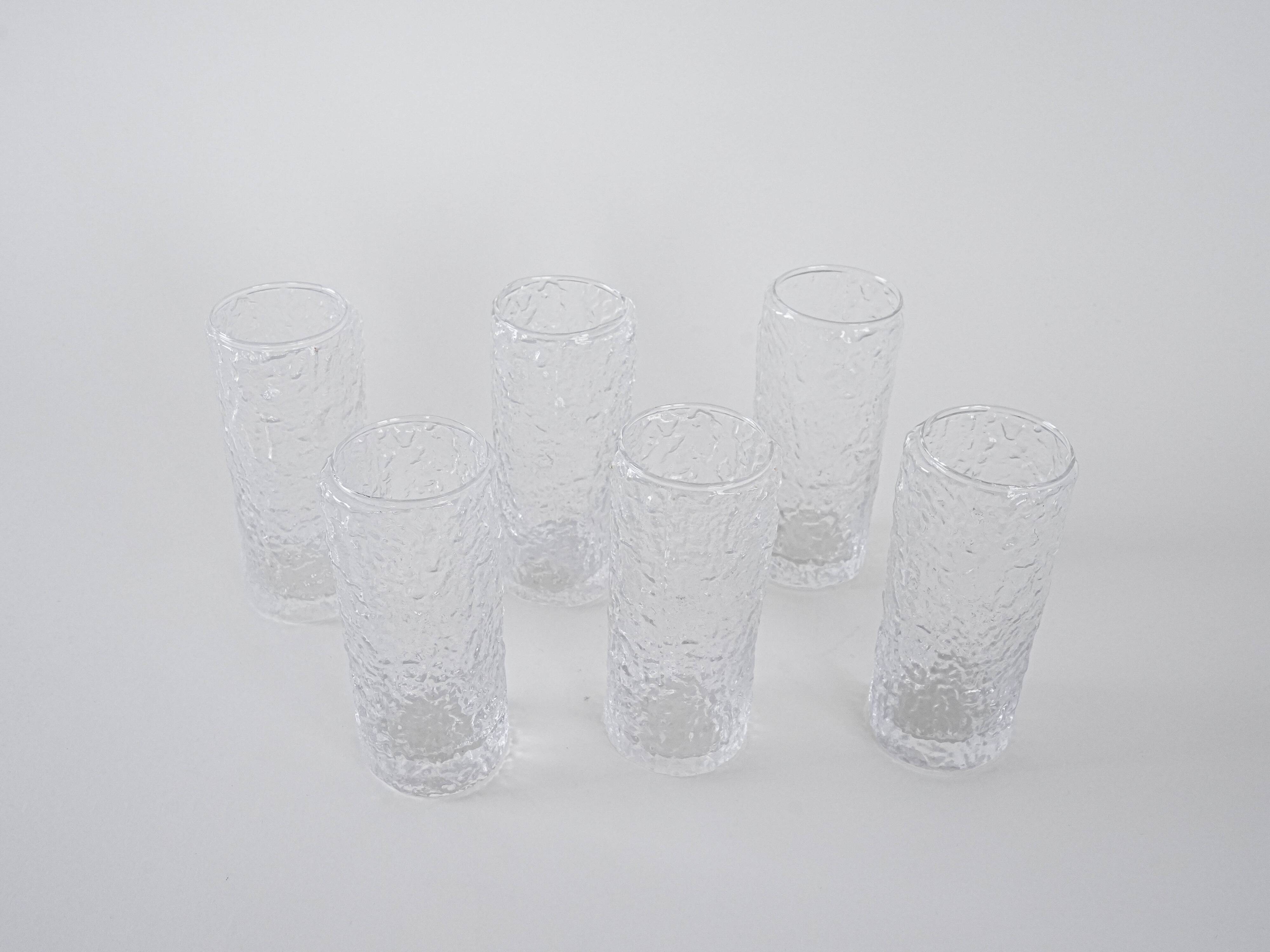 Set of six glasses, Italian design, 1970s, made in Italy