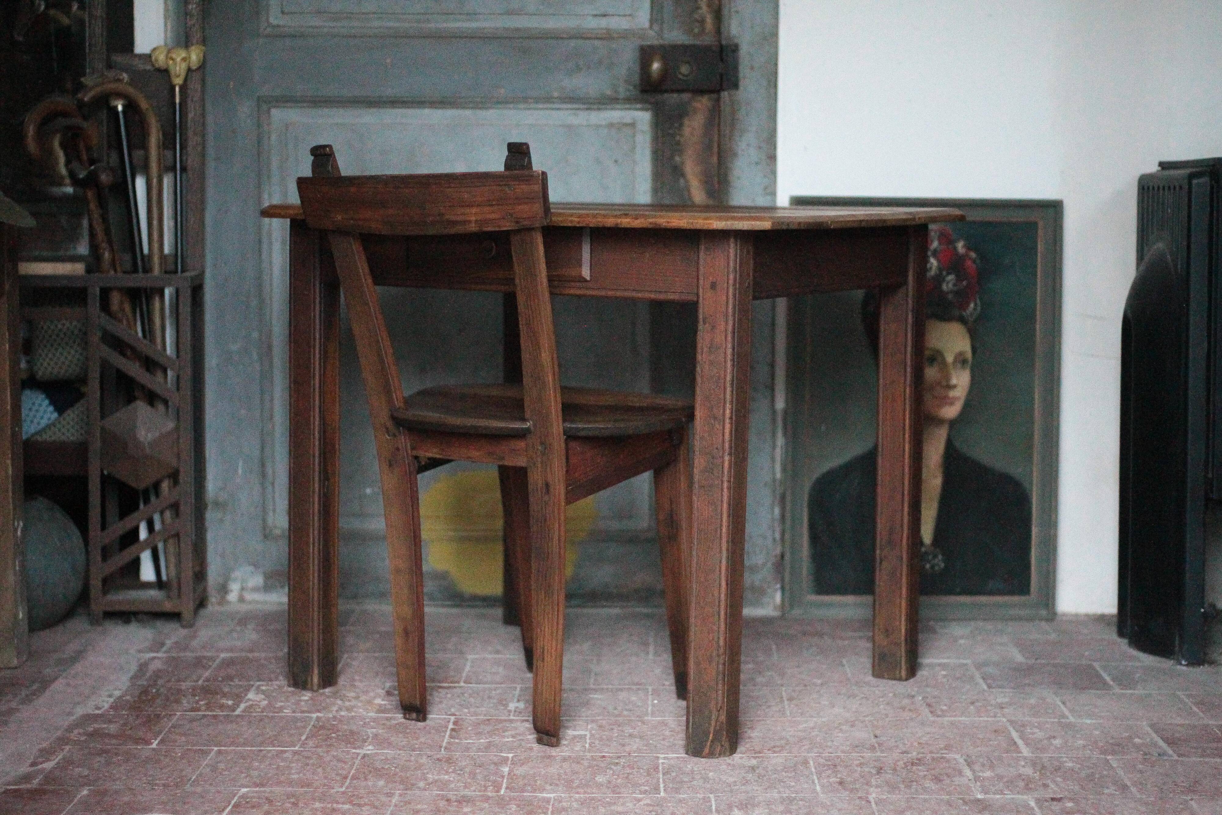 Wooden table with 1 drawer, coffee table, kitchen table, vintage wooden table.