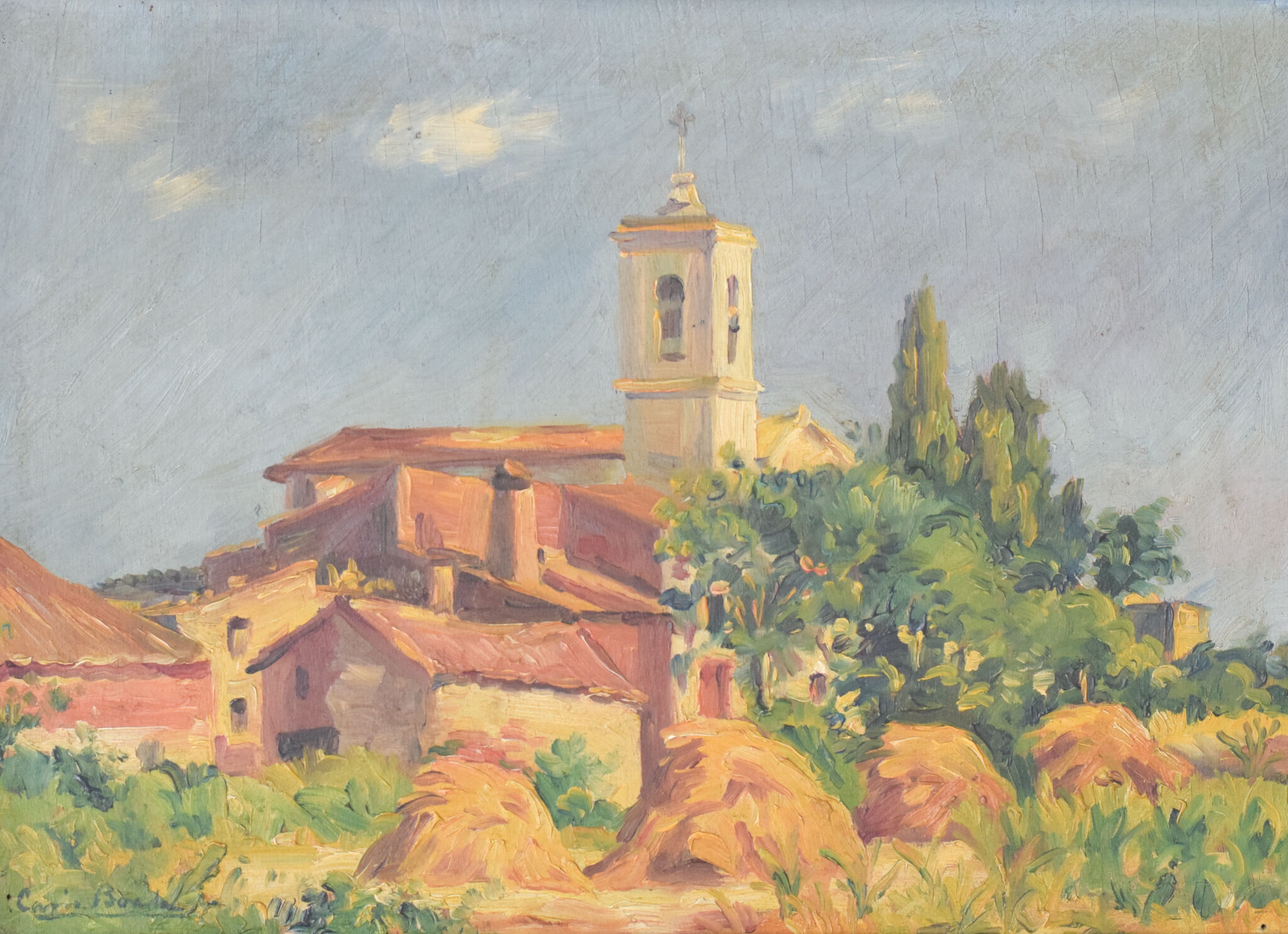 Landscape with village in golden light 'Sant Andreu de Salou'