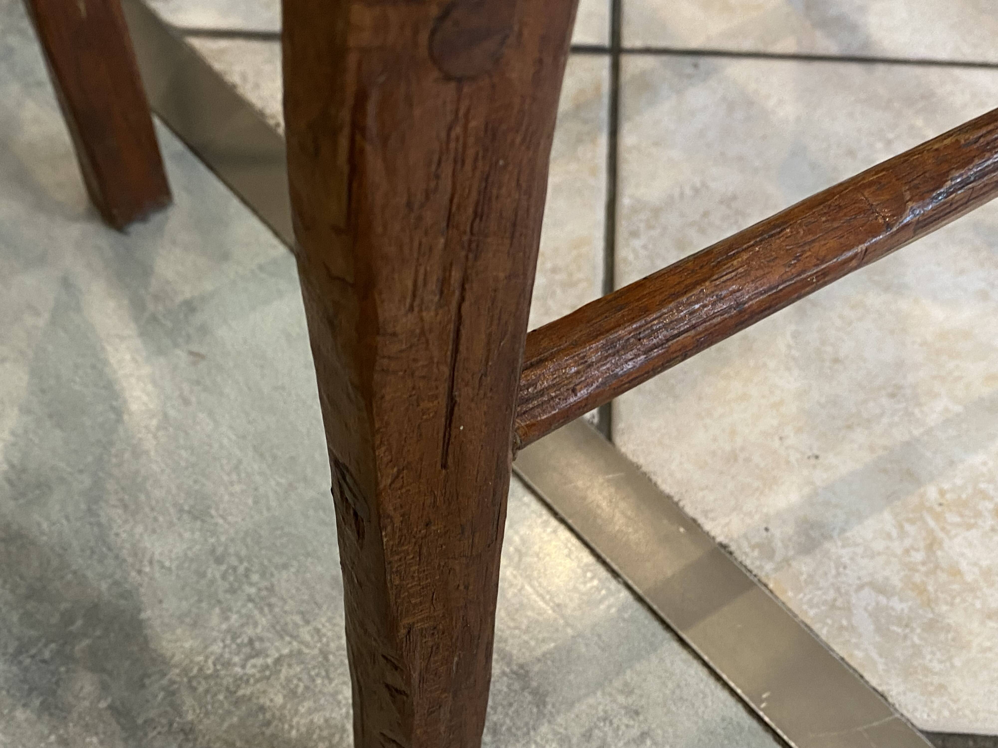 Set of 3 high wooden bar stools, handcrafted, 50.